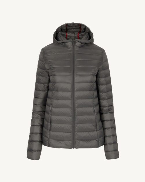 Cloe Anthracite Lightweight Hooded Down Jacket