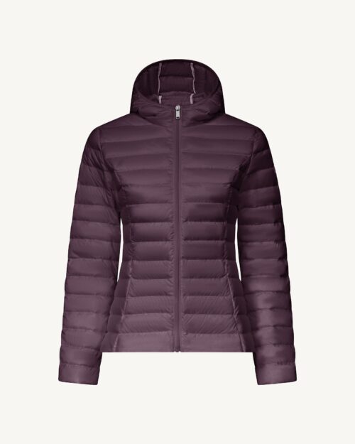 Cloe Fig Lightweight Hooded Down Jacket