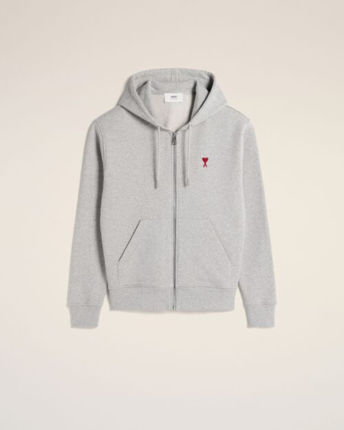 Grey Zip-Up Hoodie Ami de Coeur In Cotton
