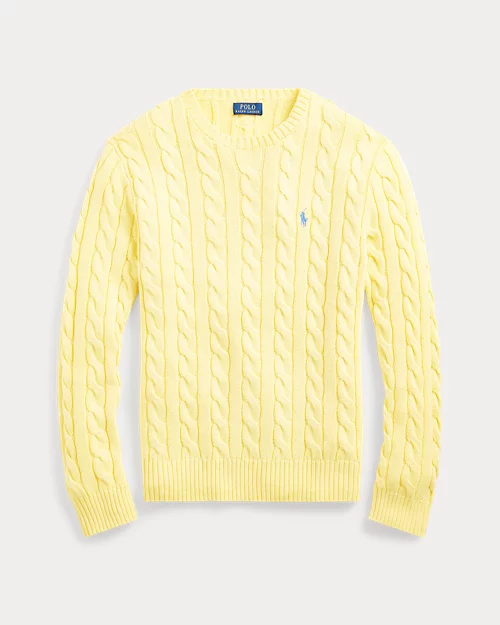 Cable knit cotton sweater - Autumn yellow
