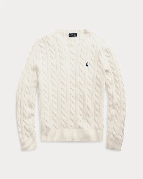 Cable Knit Cotton Sweater - Andover Cream